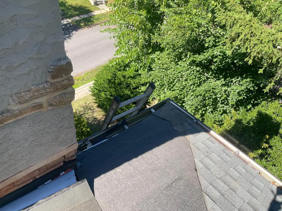 Waterproofed roof area prepared for the custom copper flashing